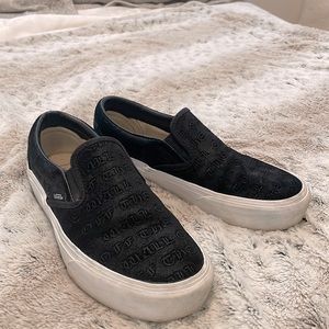 Black Platform Embroidered Vans